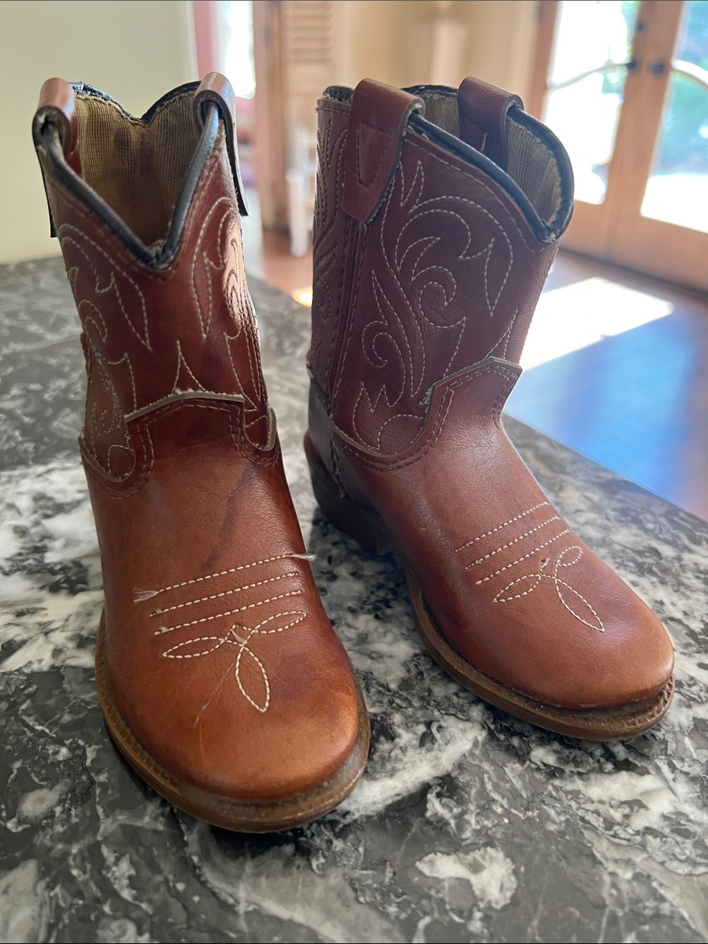 Brown Leather Kids Cowboy Boots
